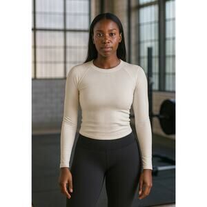 Beyond Yoga Women's Small White Featherweight Your Fit Top Long Sleeve K12-11